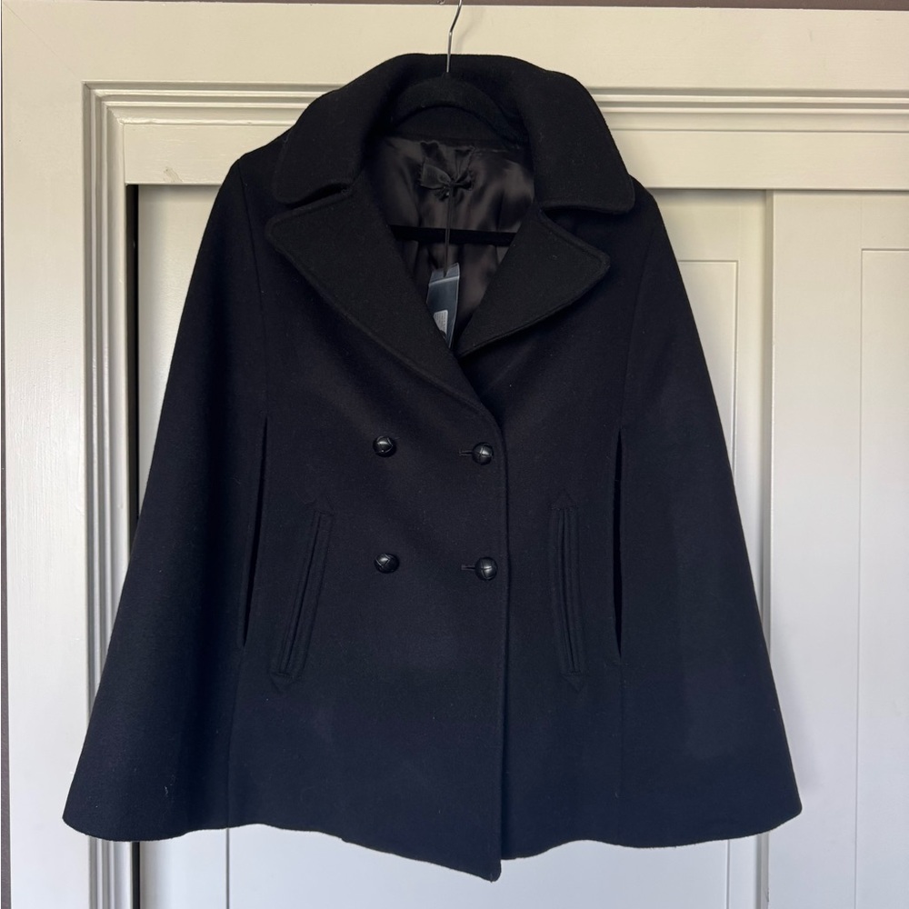 NWT NILI LOTAN BLACK ELIZA DOUBLE BREASTED CAPE SIZE XS